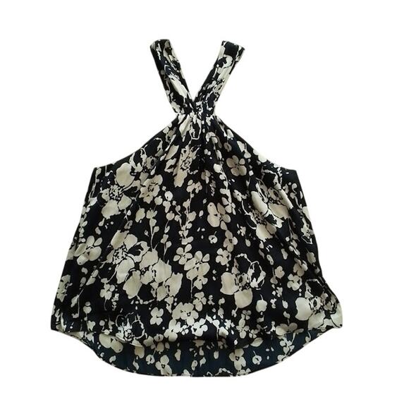 Joie Black White Floral Halter Tank Top Women’s Size M - Picture 1 of 4